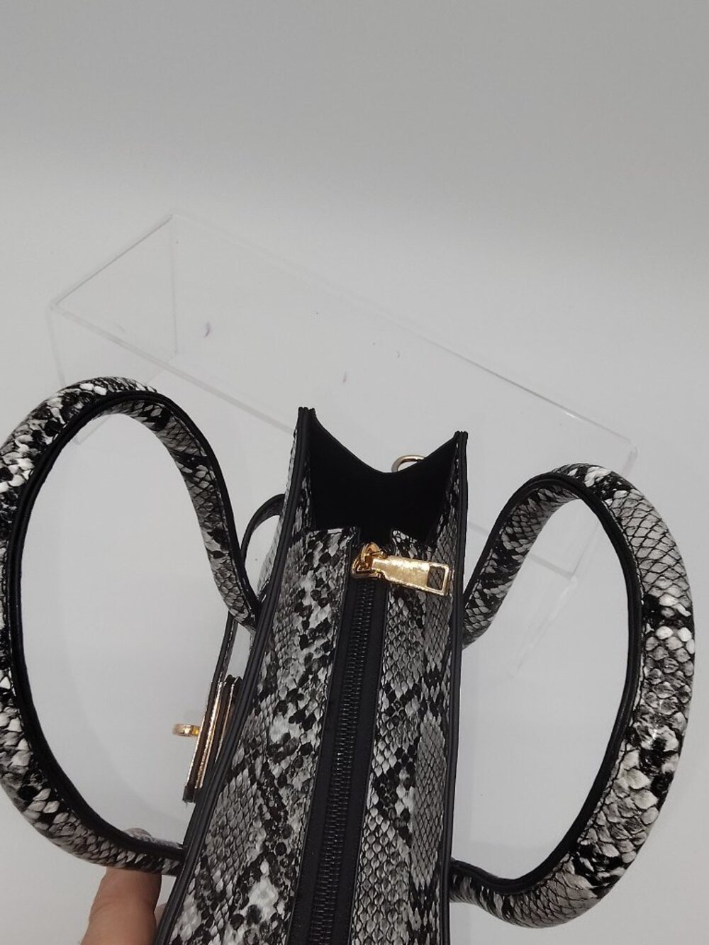 Silver Python Structured Handbag - The Exotic Luxe Edit - Picture 4 of 9